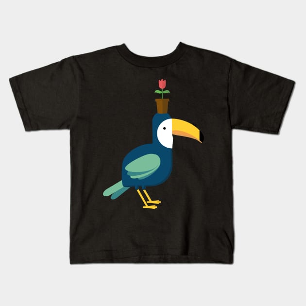 Toucan Flowerpot Kids T-Shirt by MangoStudio